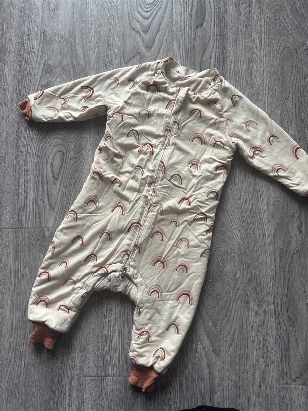 Loulou lollipop Cream and Dusty Rose Rainbow Sleep walker Pajamas